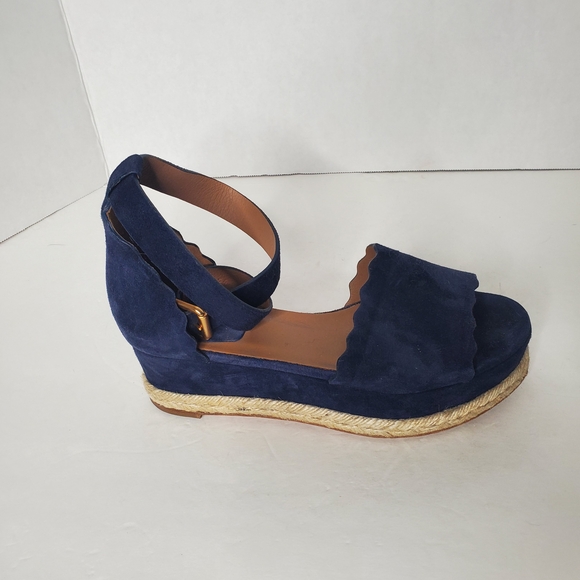 Chloe Blue Espadrilles with Suede Texture - Picture 3 of 8